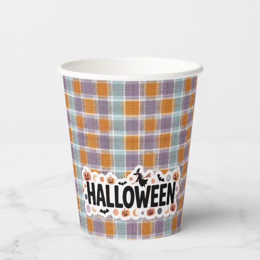 Playful Halloween Plaid 紙コップ (裏面)