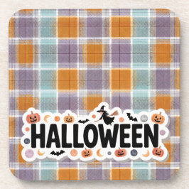 Playful Halloween Plaid Hard コースター
