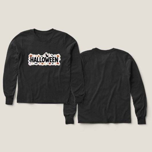 Playful Halloween Plaid Long Sleeve T-Shirt (デザイン 正面＆背面)