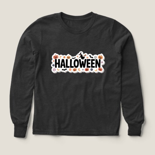 Playful Halloween Plaid Long Sleeve T-Shirt (デザイン正面)
