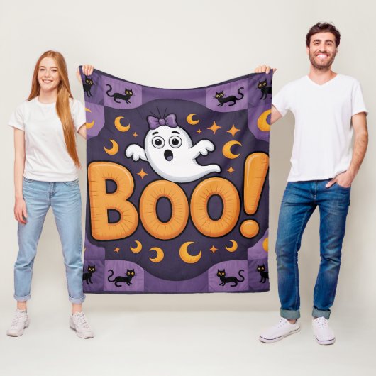 Playful Halloween Quilt, Fleece Blanket –Boo! フリースブランケット (インサイチュ)