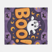 Playful Halloween Quilt, Fleece Blanket –Boo! フリースブランケット (正面(横))