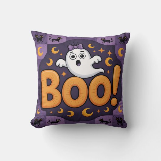 Playful Halloween Quilt, Throw Pillow  クッション (正面)