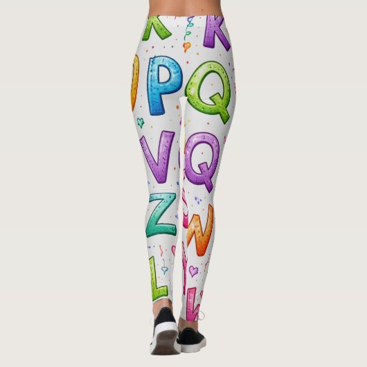 Playful Handwritten Alphabet Pattern Leggings レギンス (裏面)