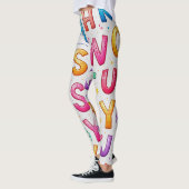 Playful Handwritten Alphabet Pattern Leggings レギンス (左)