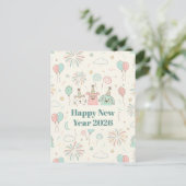 Playful Happy New Year 2026 Kids Greeting Card シーズンポストカード (スタンド正面)