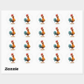 Playful Happy Rooster Sticker ラウンドシール (シート)