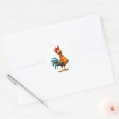 Playful Happy Rooster Sticker ラウンドシール (封筒)