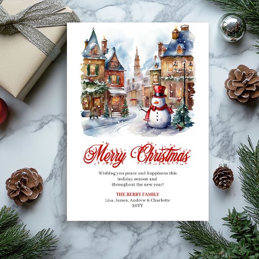 Playful holiday scene editable greeting card シーズンカード