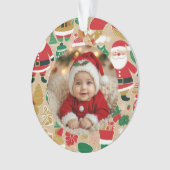 Playful Holiday Treats Photo Ornament – Gingerbrea オーナメント (正面)