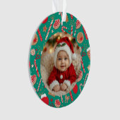 Playful Holiday Treats Photo Ornament – Hand-Drawn オーナメント (正面)