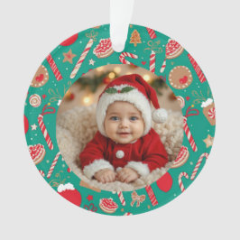 Playful Holiday Treats Photo Ornament – Hand-Drawn オーナメント