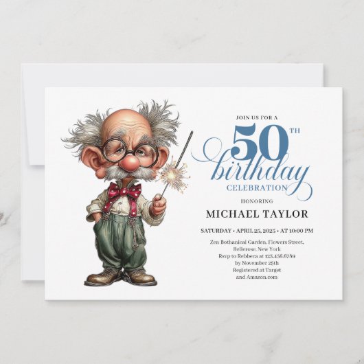 Playful Humor For Him 50th Birthday Party Invite 招待状 (正面)