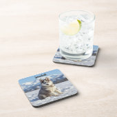 Playful Husky Personalized Beverage Coaster Set コースター (右側)