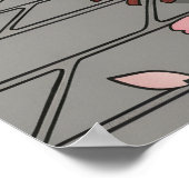 Playful Japanese Cat Art Sakura Blossoms Lanterns ポスター (角)