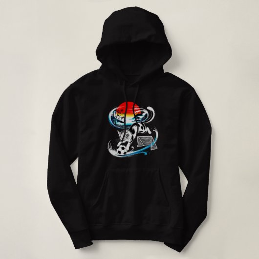 Playful Japanese Football Cat Women's Hoodie パーカ (デザイン正面)