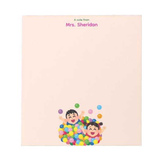 Playful kindergarten colorful Teacher  ノートパッド (正面)