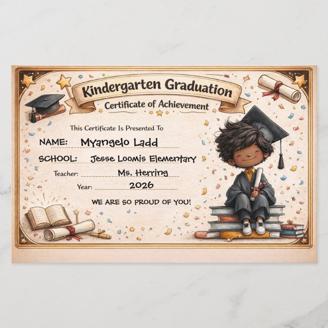 Playful Kindergarten Graduation Certificate  (正面)