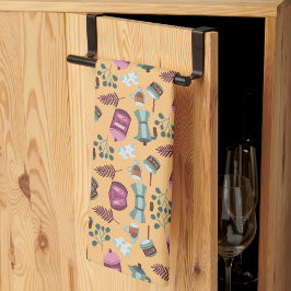 Playful kitchen-themed pattern featuring aprons キッチンタオル