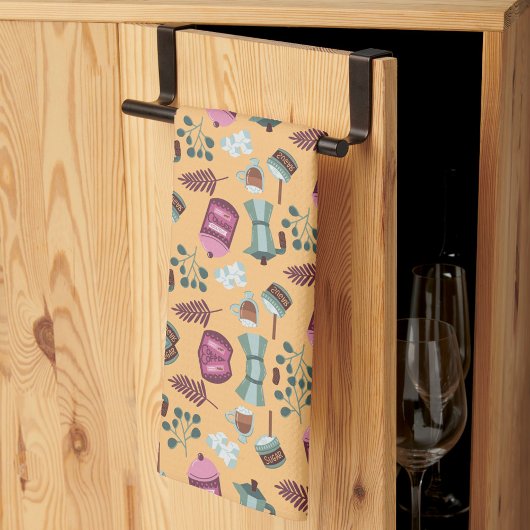 Playful kitchen-themed pattern featuring aprons キッチンタオル