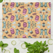 Playful kitchen-themed pattern featuring aprons キッチンタオル (折り畳み)
