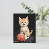 Playful Kitten Cat with Yarn Watercolor Print ポストカード (スタンド正面)