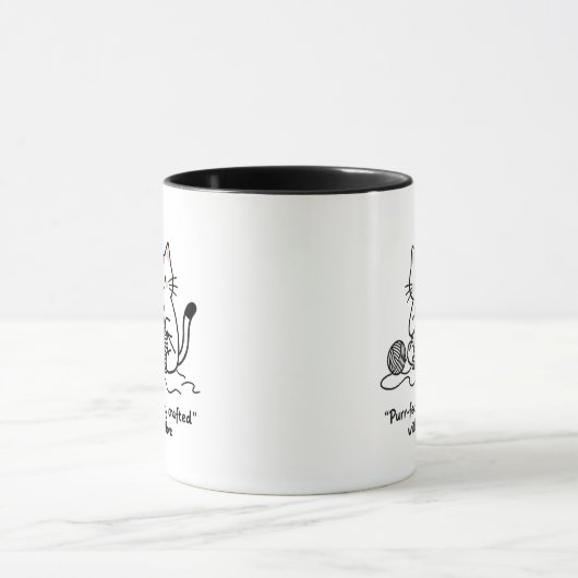 Playful Kitten Knitter Line Art Coffee Cup マグカップ (中央)