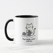Playful Kitten Knitter Line Art Coffee Cup マグカップ (左)