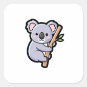 Playful Koala – Cute Kawaii Illustration スクエアシール (正面)