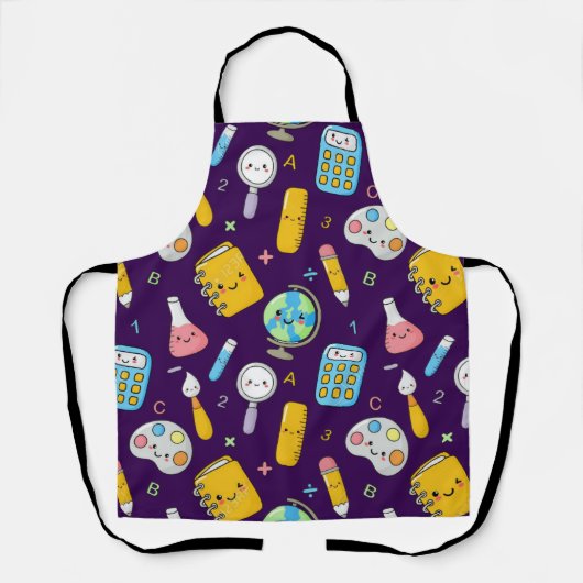 Playful Learning – Cute Education Seamless Pattern エプロン (正面)