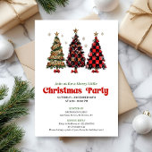 Playful leopard and red plaid Christmas invitation 招待状