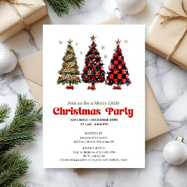 Playful leopard and red plaid Christmas invitation 招待状