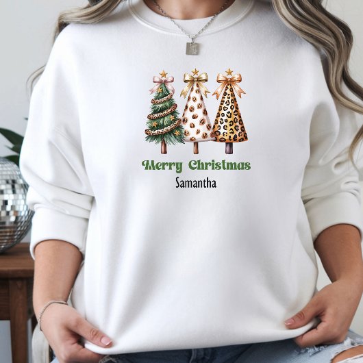 Playful Leopard Christmas Trees gift idea women’s  パーカ