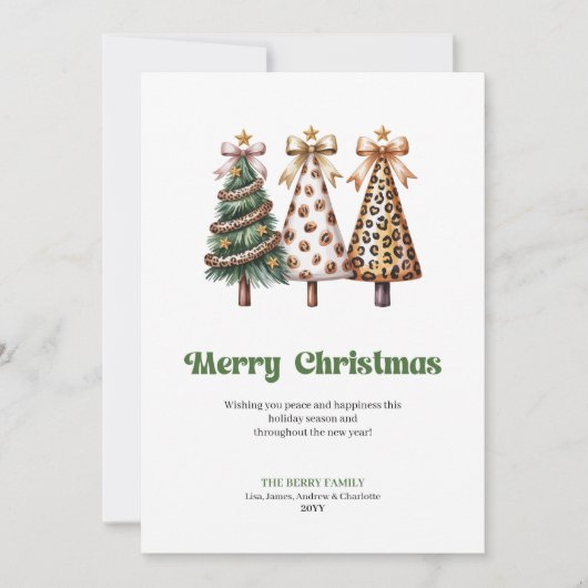Playful leopard pattern Christmas greeting card シーズンカード (正面)
