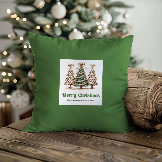 Playful Leopard Pattern Christmas Name Custom   クッション