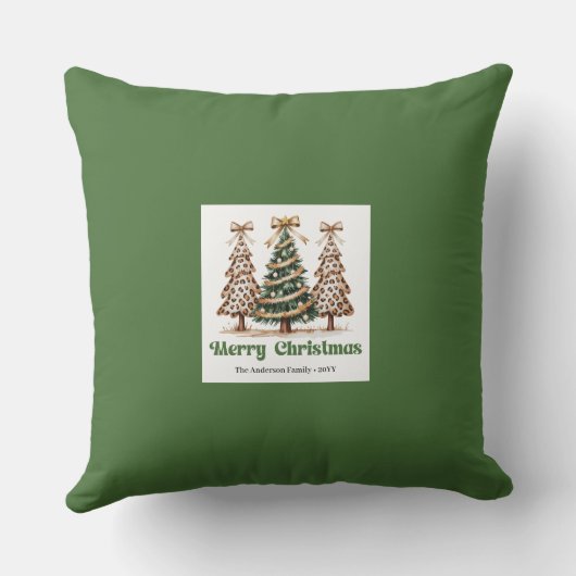 Playful Leopard Pattern Christmas Name Custom   クッション (裏面)