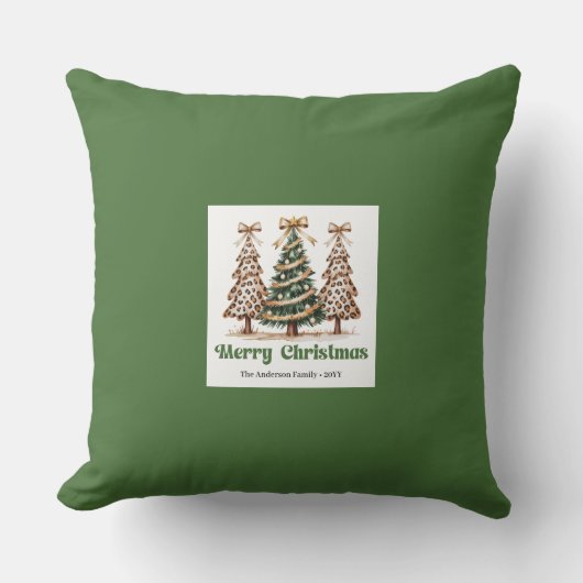 Playful Leopard Pattern Christmas Name Custom   クッション (正面)