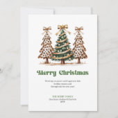 Playful Leopard Watercolor Christmas Tree Holiday  シーズンカード (正面)