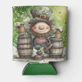 Playful Leprechaun Illustration 缶クーラー (正面)