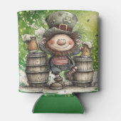 Playful Leprechaun Illustration 缶クーラー (裏面)