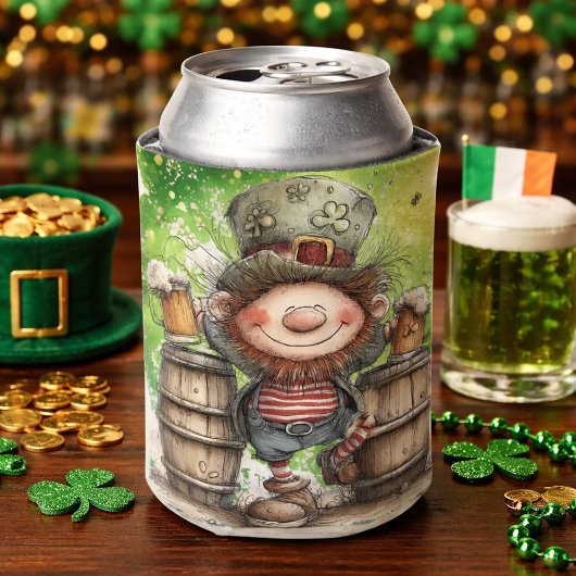 Playful Leprechaun Illustration 缶クーラー