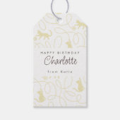 Playful Light Beige Cat Pattern Birthday ギフトタグ (正面)