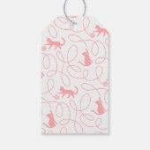 Playful Light Coral Pink Cat Pattern Birthday ギフトタグ (裏面)