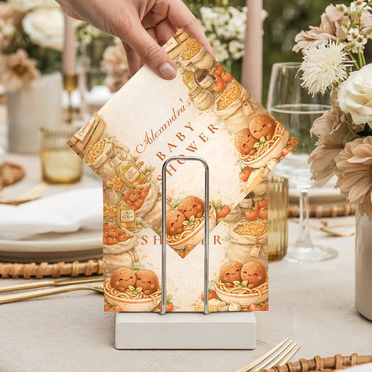 Playful Little Meatball Baby Shower スタンダードカクテルナプキン