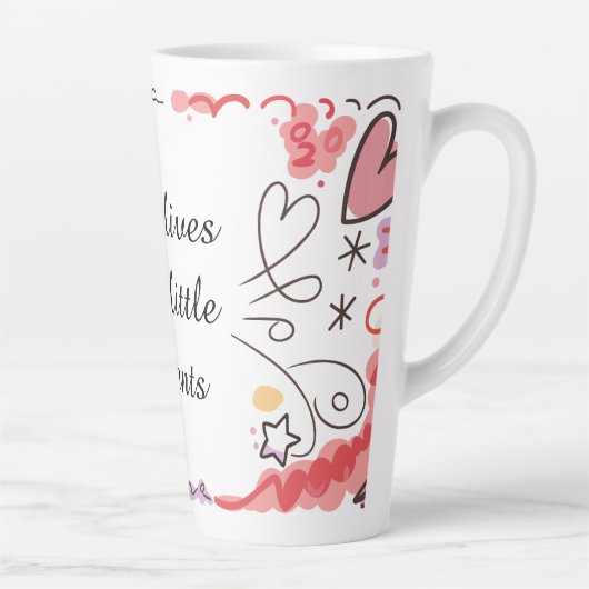 Playful Love Doodle Illustration カフェラテマグ (右)