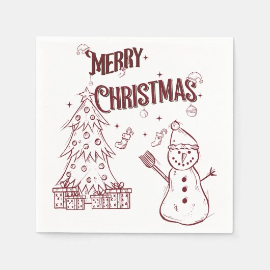 Playful Merry Christmas スタンダードカクテルナプキン (正面)