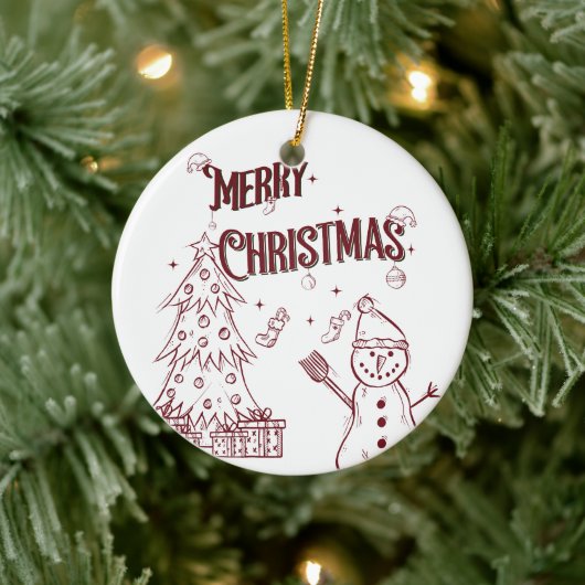 Playful Merry Christmas セラミックオーナメント (ツリー)