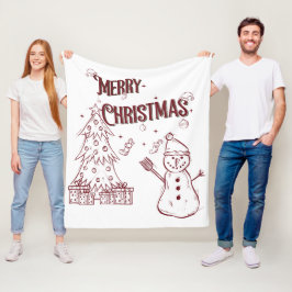 Playful Merry Christmas フリースブランケット