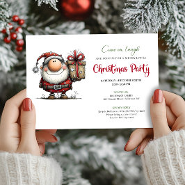 Playful Minimalist Santa Christmas Party Invites 招待状