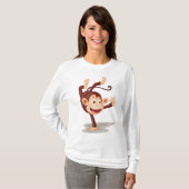 Playful Monkey Doing a Handstand Cute Animal Tシャツ (正面フル)